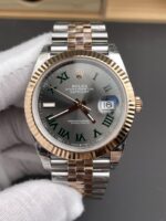 VS Factory Rolex Datejust 36mm Two-Tone Rose Gold Slate “Wimbledon” Dial Fluted Bezel Jubilee Bracelet (126231) 1:1 Super Clone – DD3235 Movement - Image 3