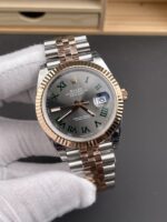 VS Factory Rolex Datejust 36mm Two-Tone Rose Gold Slate “Wimbledon” Dial Fluted Bezel Jubilee Bracelet (126231) 1:1 Super Clone – DD3235 Movement - Image 4