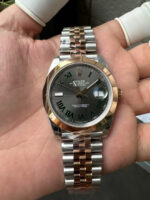 VS Factory Rolex Datejust 41mm Two-Tone Rose Gold Slate “Wimbledon” Dial Smooth Bezel Jubilee Bracelet (126301) 1:1 Super Clone – DD3235 Movement