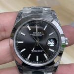 VS Factory Rolex Datejust 41mm Black Sunburst Dial Smooth Bezel Oyster Bracelet (126300) 1:1 Super Clone – DD3235 Movement