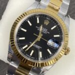 VS Factory Rolex Datejust 41mm Two-Tone Yellow Gold Black Sunburst Dial Fluted Bezel Oyster Bracelet (126333) 1:1 Super Clone – DD3235 Movement - Image 3