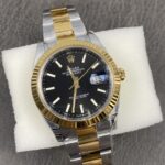 VS Factory Rolex Datejust 41mm Two-Tone Yellow Gold Black Sunburst Dial Fluted Bezel Oyster Bracelet (126333) 1:1 Super Clone – DD3235 Movement - Image 4