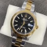 VS Factory Rolex Datejust 41mm Two-Tone Yellow Gold Black Sunburst Dial Fluted Bezel Oyster Bracelet (126333) 1:1 Super Clone – DD3235 Movement - Image 5