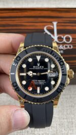 VS Factory Rolex Yacht-Master 42mm Yellow Gold Black Dial Ceramic Bezel Oysterflex Strap (226658) 1:1 Super Clone – DD3235 Movement