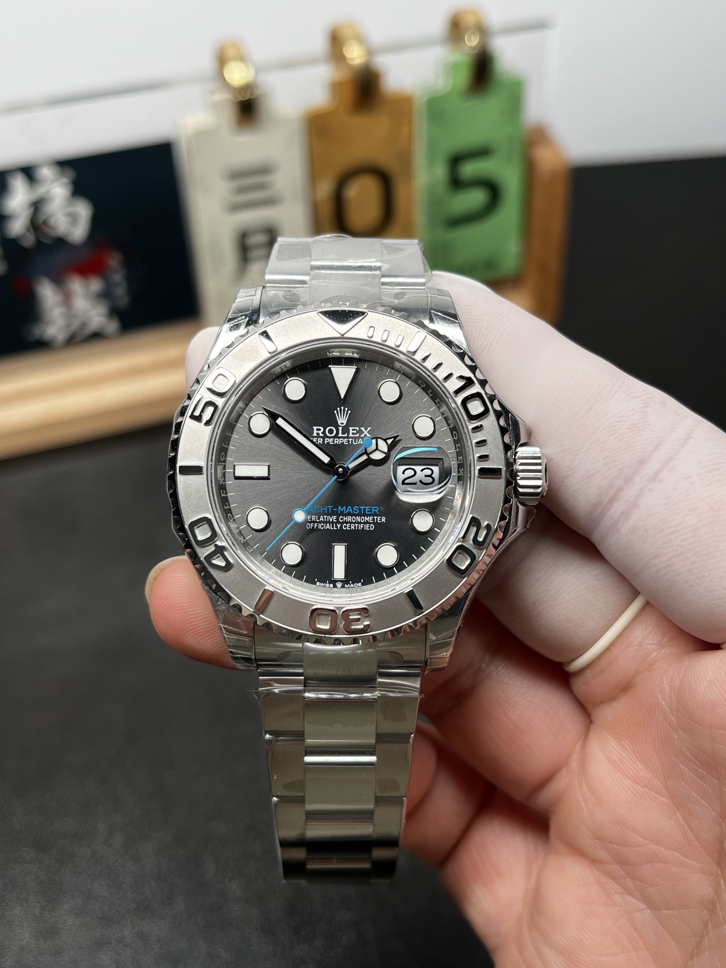 vsf-12410-cb939445f6-i1772656868410_5892_0_0-1 VS Factory Rolex Yacht-Master 40mm Slate “Rhodium” Dial Platinum Bezel Oyster Bracelet (126622) 1:1 Super Clone – DD3235 Movement - Image 1