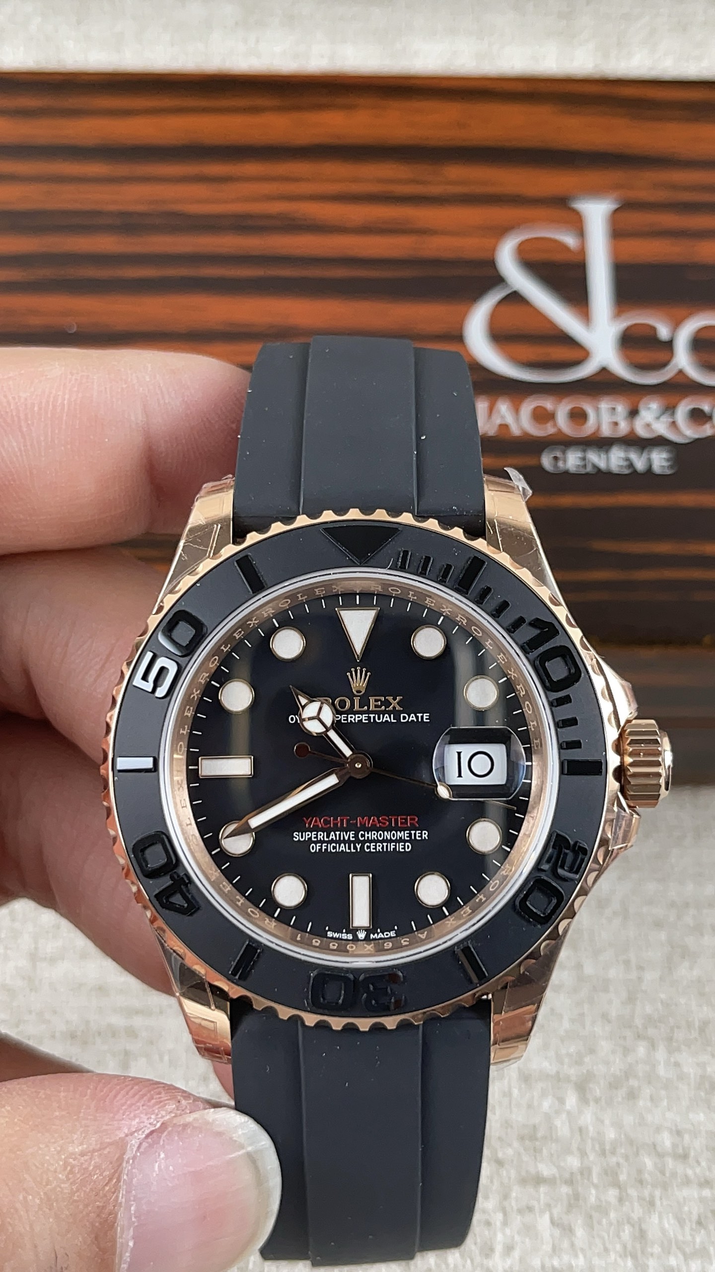 vsf-12444-732260a771-i1744781665763_4605_0_1-1 VS Factory Rolex Yacht-Master 40mm Rose Gold Matte Black Dial Ceramic Bezel Oysterflex Strap (126655) 1:1 Super Clone – DD3235 Movement - Image 1