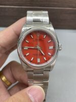 VS Factory Rolex Oyster Perpetual 36mm Coral Red Dial Smooth Bezel Oyster Bracelet (126000) 1:1 Super Clone – DD3230 Movement