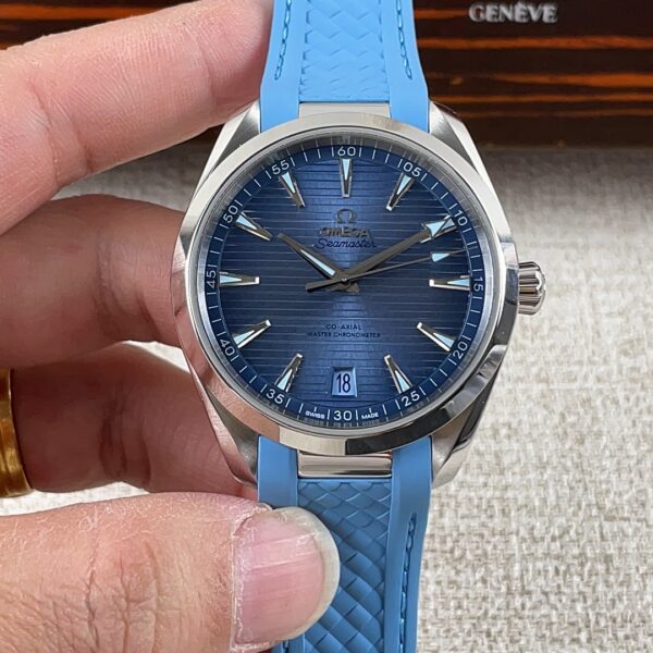 VS Factory Omega Seamaster Aqua Terra 150M 41mm Blue Dial Light Blue Rubber Strap (220.12.41.21.03.002) 1:1 Super Clone – DD8900 Movement