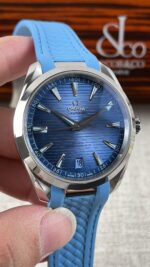 VS Factory Omega Seamaster Aqua Terra 150M 41mm Blue Dial Light Blue Rubber Strap (220.12.41.21.03.002) 1:1 Super Clone – DD8900 Movement - Image 3