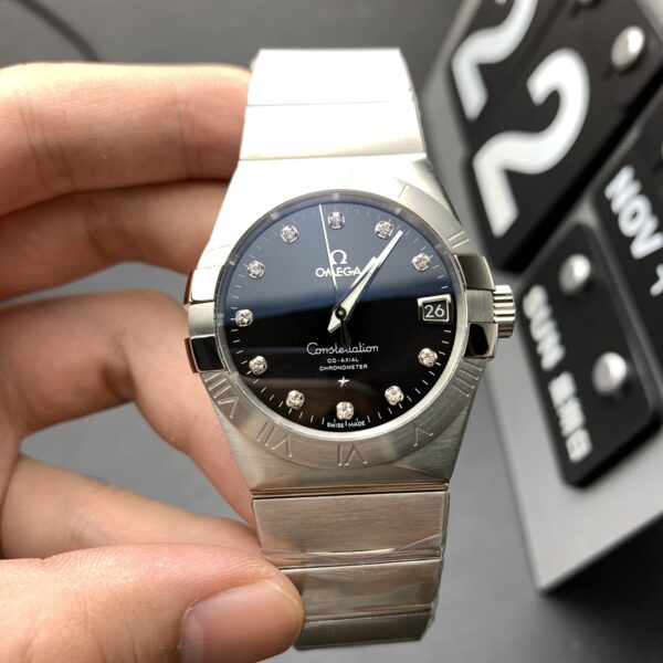 VS Factory Omega Constellation Co-Axial 38mm Black Diamond Dial (123.10.38.21.51.001) 1:1 Super Clone – DD8500 Movement