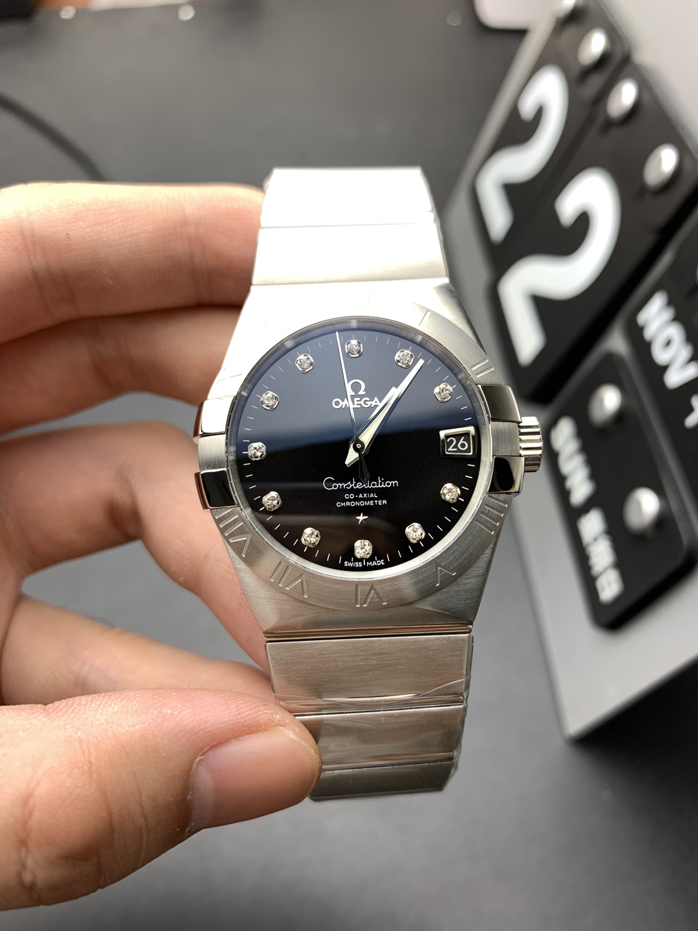vsf-14094-dae512e23d-i1606017641_1980_0 VS Factory Omega Constellation Co-Axial 38mm Black Diamond Dial (123.10.38.21.51.001) 1:1 Super Clone – DD8500 Movement - Image 1