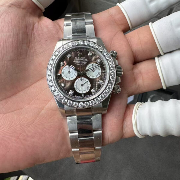 VS Factory Rolex Cosmograph Daytona Black Mother of Pearl (MOP) Diamond Dial & Bezel (116509 Custom) 1:1 Super Clone – DD4130 Movement