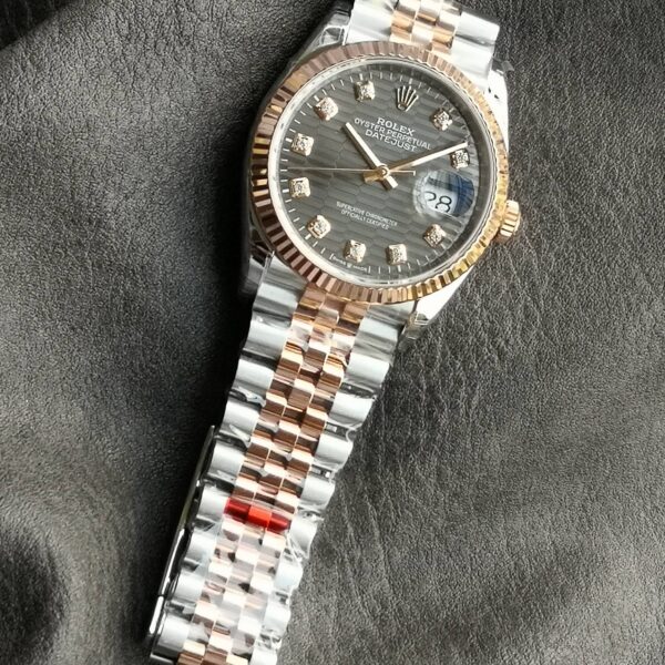 VS Factory Rolex Datejust 36 Two-Tone Everose Gold Slate Fluted Motif Diamond Dial (126231) 1:1 Super Clone – DD3235 Movement