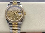 VS Factory Rolex Datejust 36 Two-Tone Yellow Gold Diamond Bezel Golden Fluted Motif (126283RBR) 1:1 Super Clone – DD3235 Movement