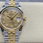 VS Factory Rolex Datejust 36 Two-Tone Yellow Gold Golden Fluted Motif Diamond Dial (126233) 1:1 Super Clone – DD3235 Movement