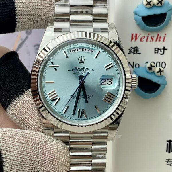 VS Factory Rolex Day-Date 40 Platinum Ice Blue Dial (228236) 1:1 Super Clone – DD3255 Movement