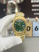 VS Factory Rolex Day-Date 40 Yellow Gold Green Roman Dial (228238) V2 1:1 Super Clone – DD3255 Movement - Image 2