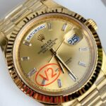 VS Factory Rolex Day-Date 40 Yellow Gold Champagne Baguette Diamond Dial (228238) V2 1:1 Super Clone – DD3255 Movement - Image 4