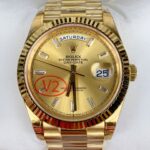 VS Factory Rolex Day-Date 40 Yellow Gold Champagne Baguette Diamond Dial (228238) V2 1:1 Super Clone – DD3255 Movement - Image 3
