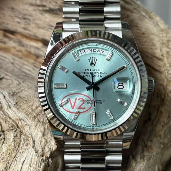 VS Factory Rolex Day-Date 40 Ref. 228236 “Platinum Ice Blue” V2 Upgrade 1:1 Super Clone – DD3255 Movement