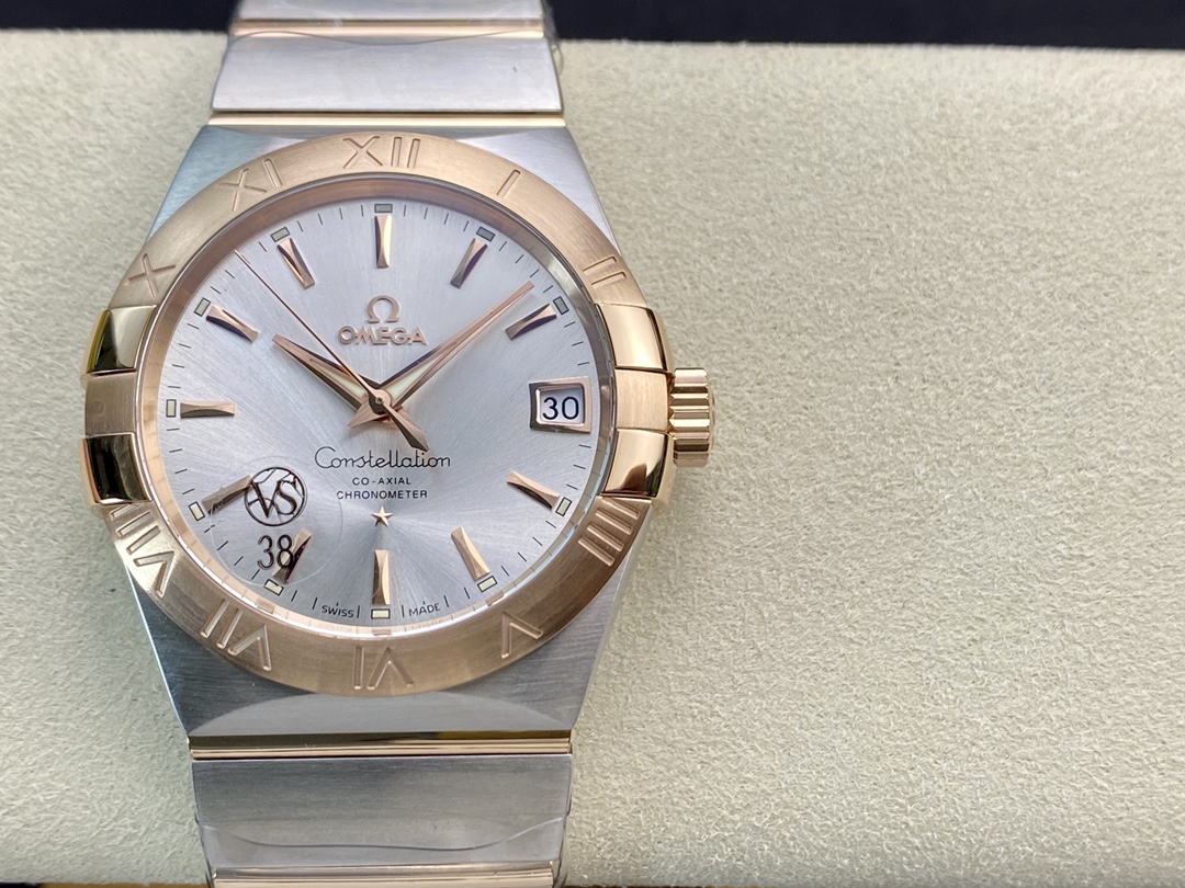 vsf-15789-0b13075873-i1592892522_330_0-1 VS Factory Omega Constellation 38mm Two-Tone Rose Gold Silver Dial (123.20.38.21.02.001) 1:1 Super Clone – DD8500 Movement - Image 1