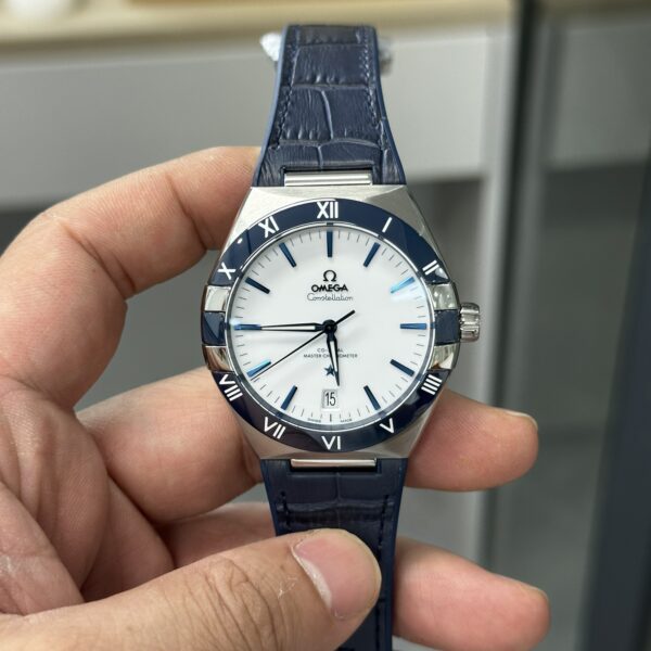 VS Factory Omega Constellation 41mm White Dial Blue Ceramic Bezel Blue Leather Strap (131.33.41.21.04.001) 1:1 Super Clone – DD8900 Movement