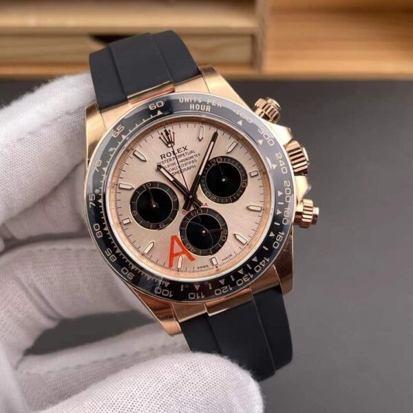 VS Factory Rolex Cosmograph Daytona 40mm Rosegold Sundust Dial (116515LN) Rubber Strap1:1 Super Clone – DD4131 Movement