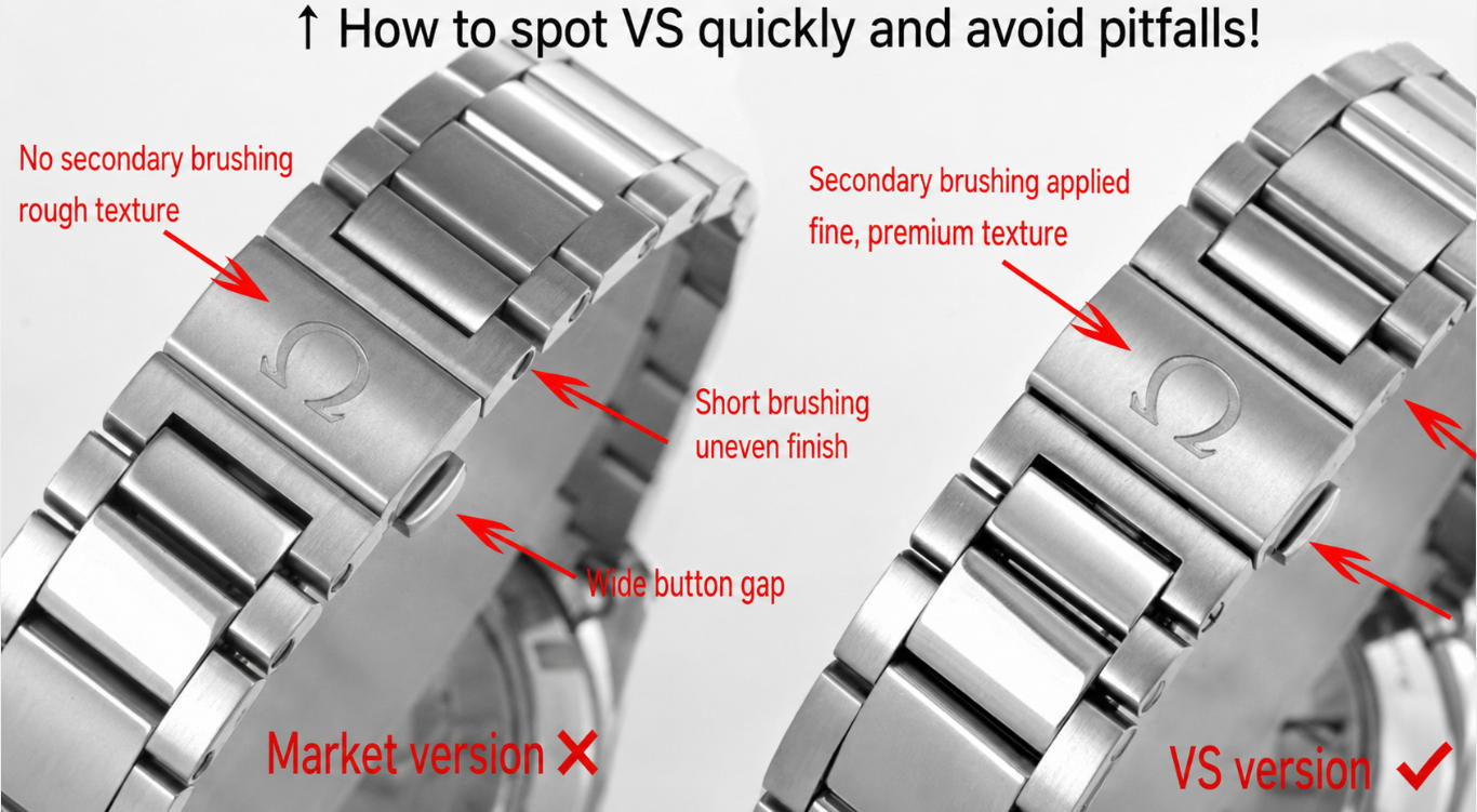 Bracelet brushing, screw depth, and clasp pusher width comparison