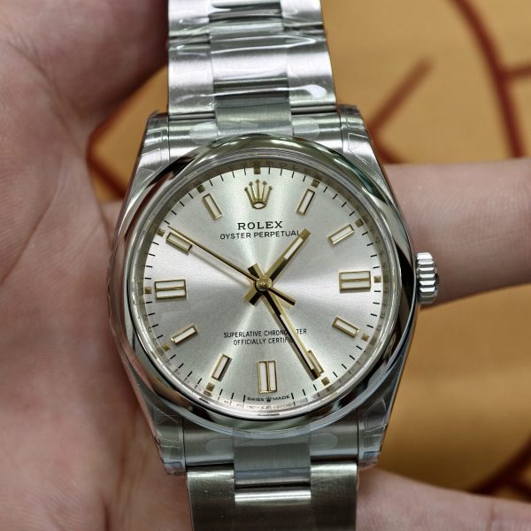 VS Factory Rolex Oyster Perpetual 36 Silver Dial Smooth Bezel Oyster Bracelet (126000) 1:1 Super Clone – DD3230 Movement