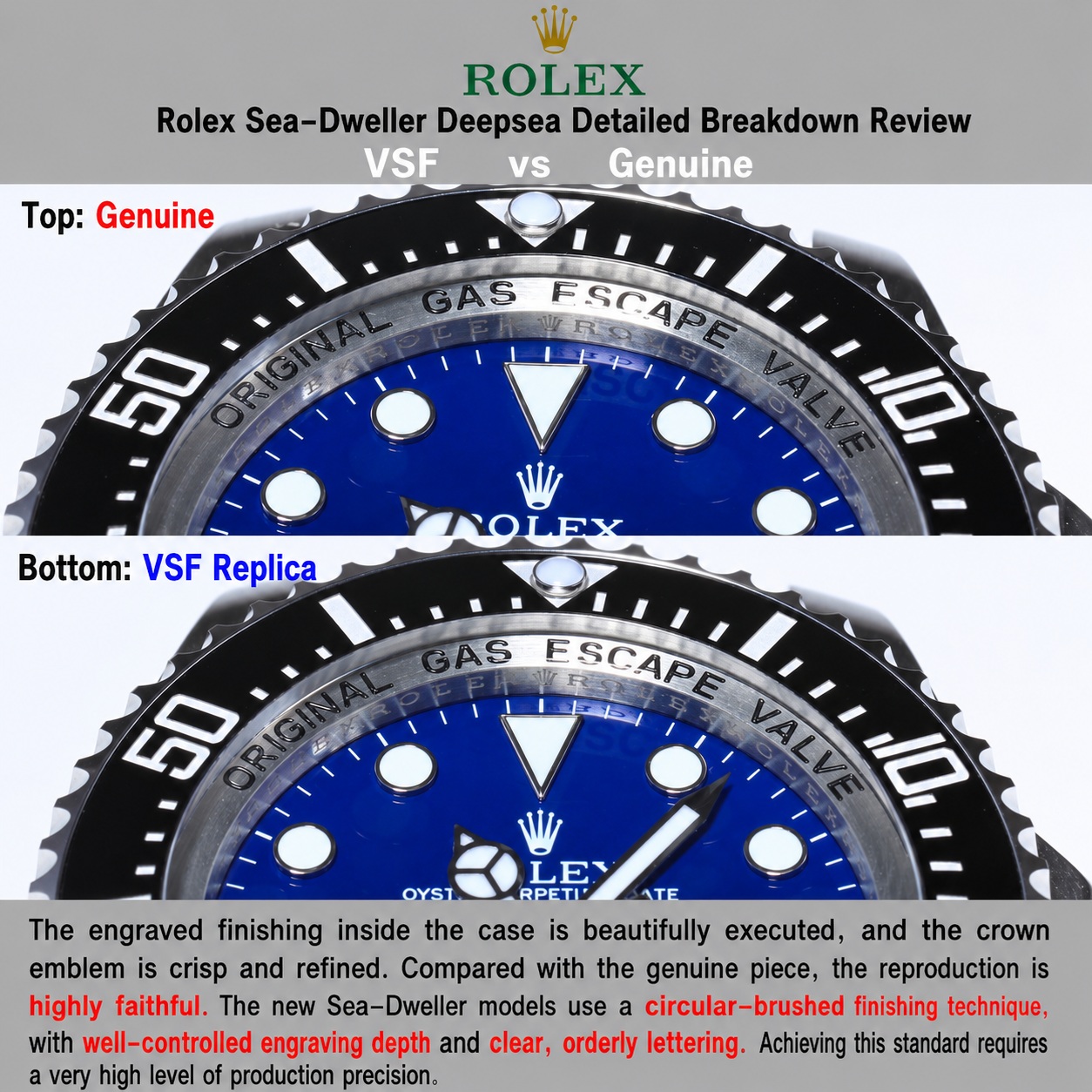 Closed comparison of the circular-brushed inner Ring Lock system lettering and font alignment