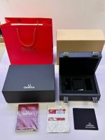 Complete Omega Speedmaster watch box set with red gift bag