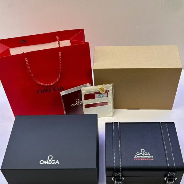 Omega Speedmaster presentation box with manuals and accessories